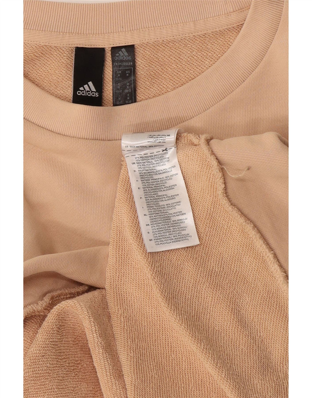 Adidas feminino gráfico oversized moletom jumper reino unido 12/14 médio bege