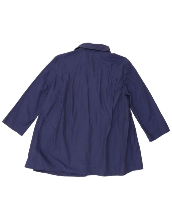 Cos blusa feminina manga 3/4 top UK 8 pequeno algodão azul marinho