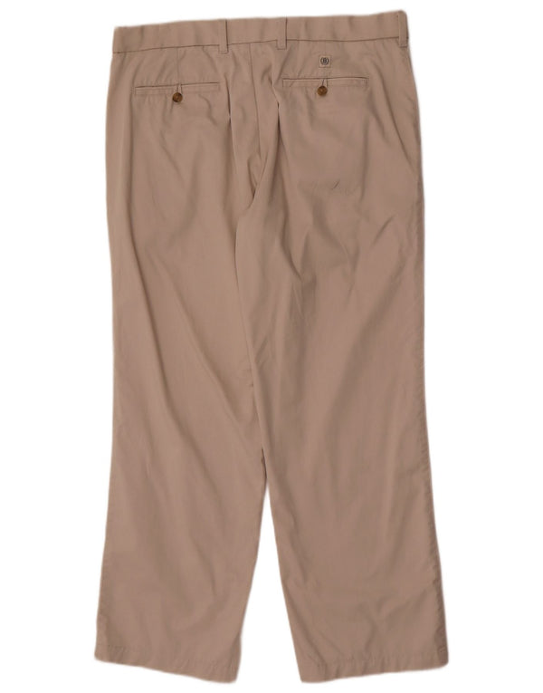 Calça chino reta masculina Marks & Spencer W36 L29 algodão bege