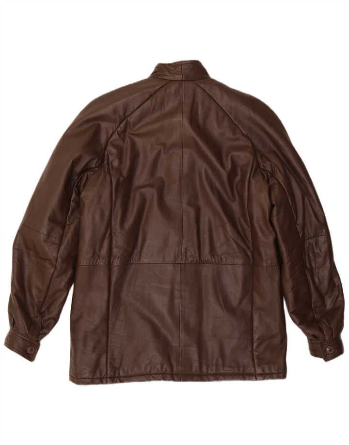 Jaqueta de couro masculina vintage IT 48 couro marrom médio