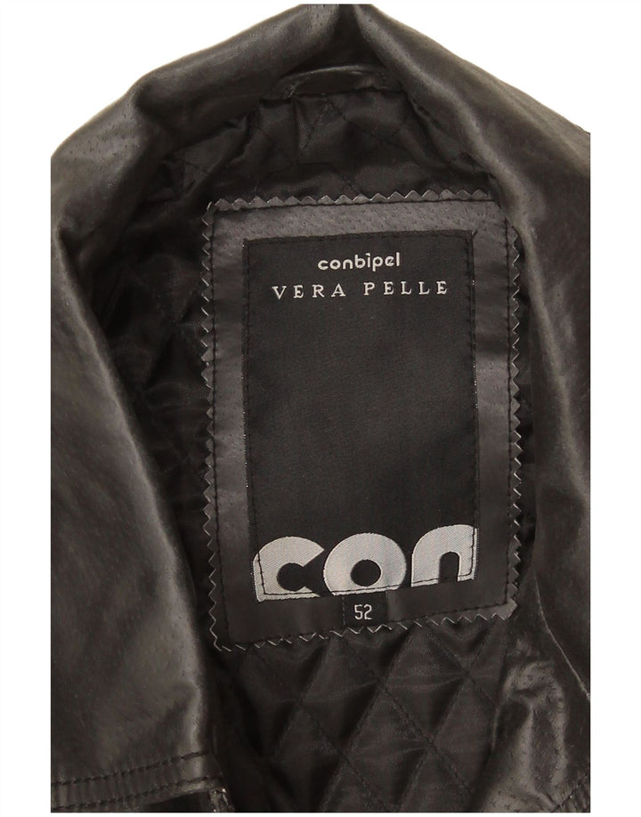 Jaqueta de couro masculina Conbipel IT 52 grande couro preto