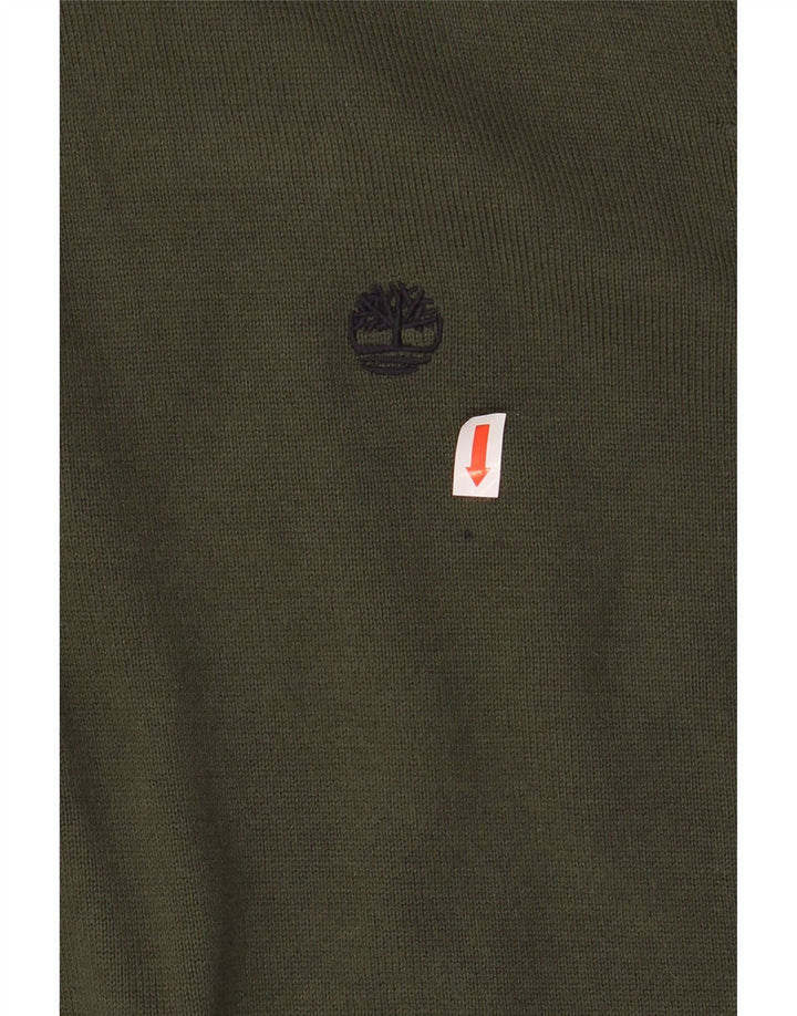 TIMBERLAND Mens Zip Neck Jumper Sweater XL Green Cotton Vintage Timberland and Second-Hand Timberland from Messina Hembry 