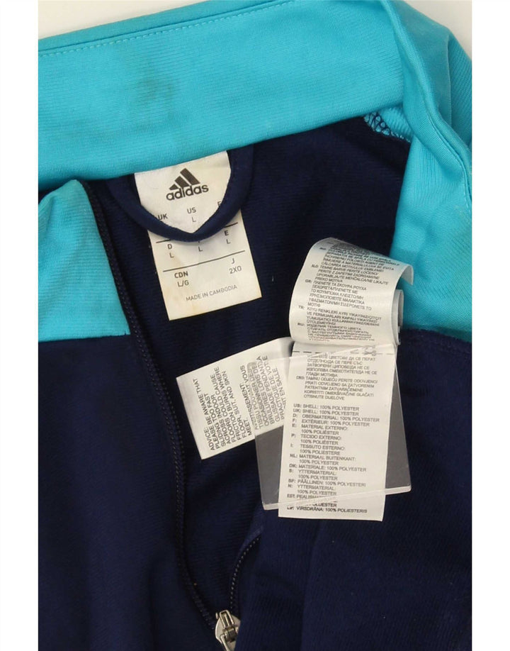 Adidas Mens Treino Top Jaqueta Grande Azul Marinho Colorblock Poliéster