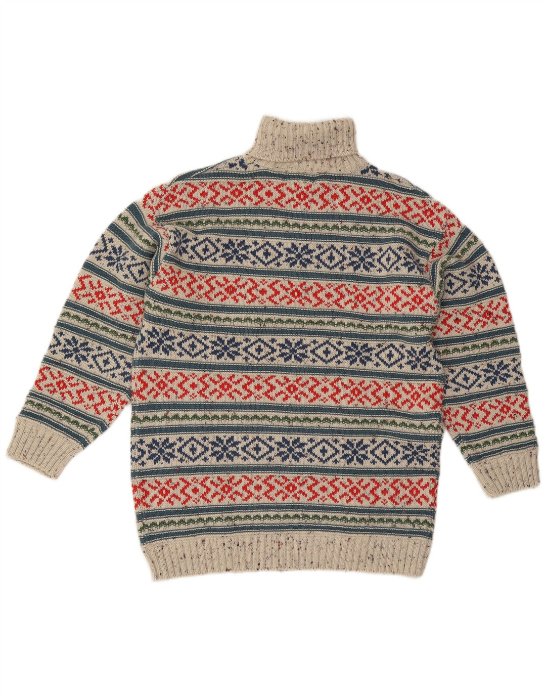 Suéter masculino tendência com gola redonda cinza médio Fair Isle Acrílico
