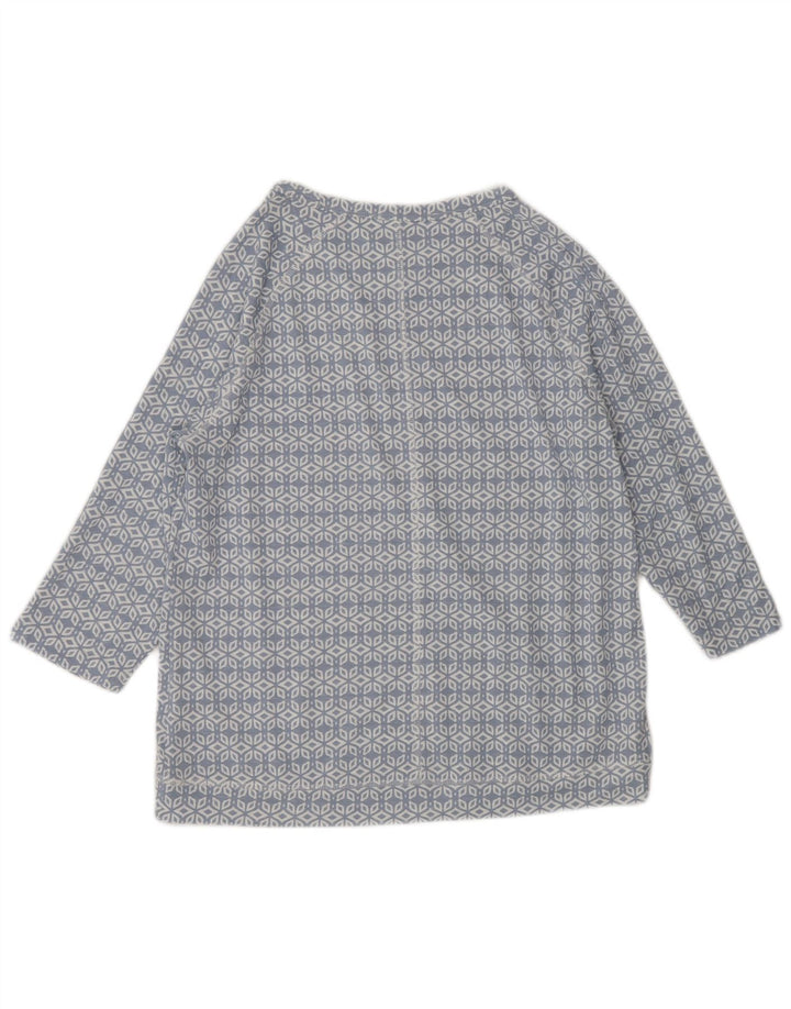 MARKS & SPENCER Top feminino manga 3/4 Reino Unido 12 azul médio geométrico