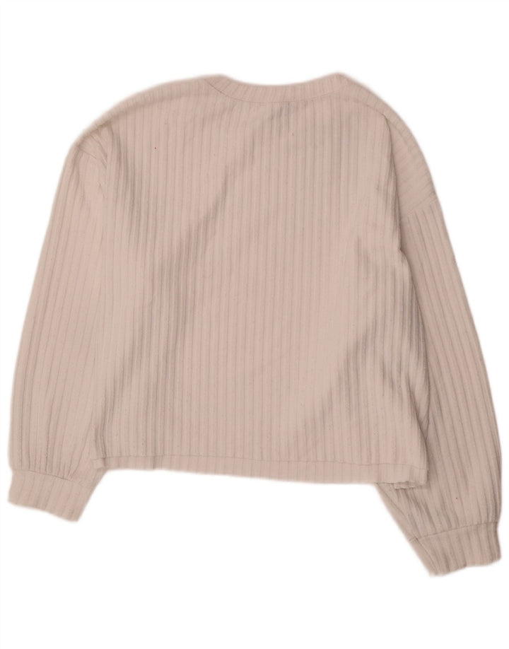 Zara Womens Trafaluc Oversized Top Manga Longa Reino Unido 16 Grande Poliéster Branco