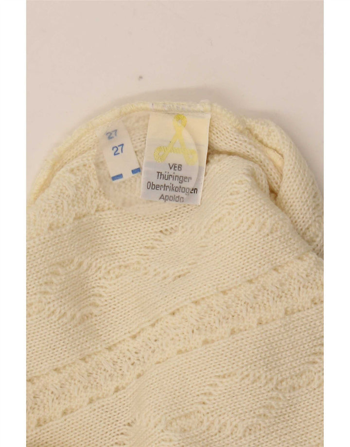 Suéter vintage masculino com gola redonda, pequeno bege