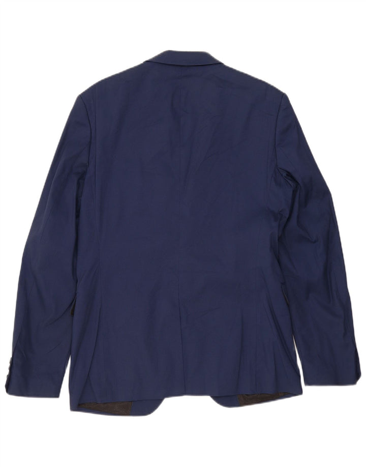 Jaqueta blazer masculina Zara com 2 botões EU 50 algodão azul marinho médio