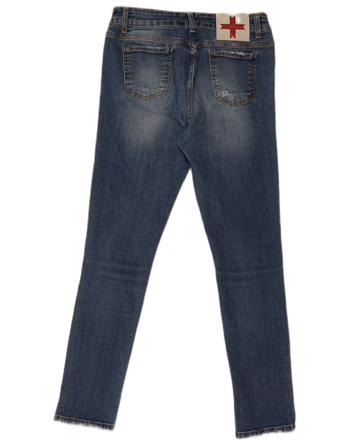 Zu Elements Jeans feminino super slim desgastado W30 L28 algodão azul