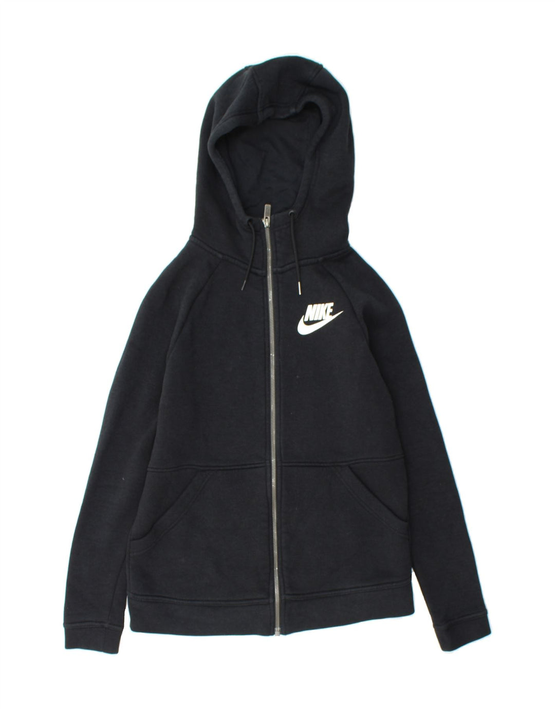 NIKE Womens Zip Hoodie Sweater UK 6 XS Navy Blue Cotton Vintage Nike and Second-Hand Nike from Messina Hembry 