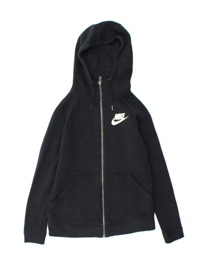 NIKE Womens Zip Hoodie Sweater UK 6 XS Navy Blue Cotton Vintage Nike and Second-Hand Nike from Messina Hembry 