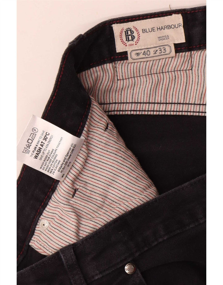 Calça casual masculina Marks & Spencer Blue Harbor W40 L33 azul marinho