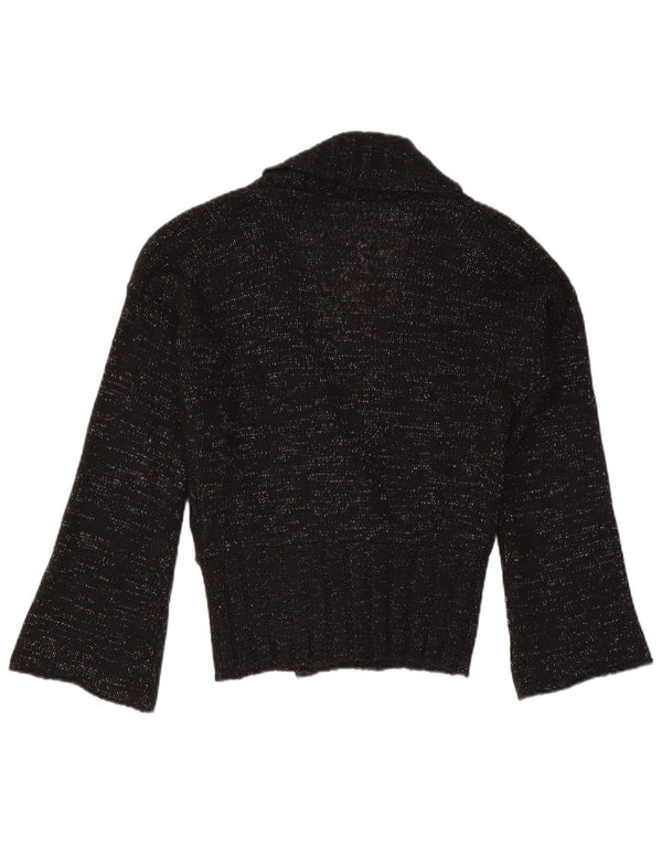 Suéter cardigã feminino Sisley UK 14 médio preto manchado