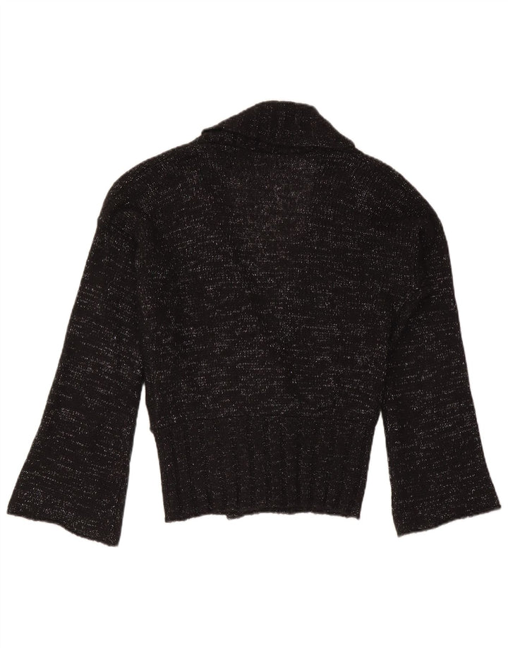 Suéter cardigã feminino Sisley UK 14 médio preto manchado