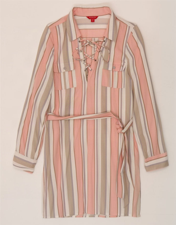 Vestido camisa feminino Guess UK 12 médio listrado multicolorido rayon