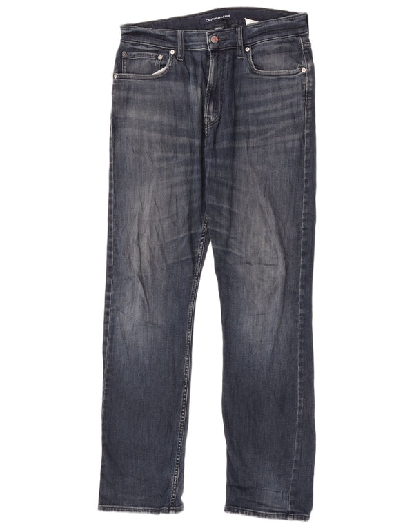 Calça jeans reta masculina Calvin Klein W32 L32 azul marinho algodão