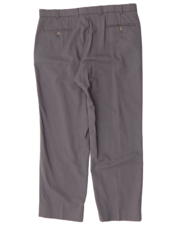 Calça masculina de terno reto Marks & Spencer W36 L29 cinza nova lã