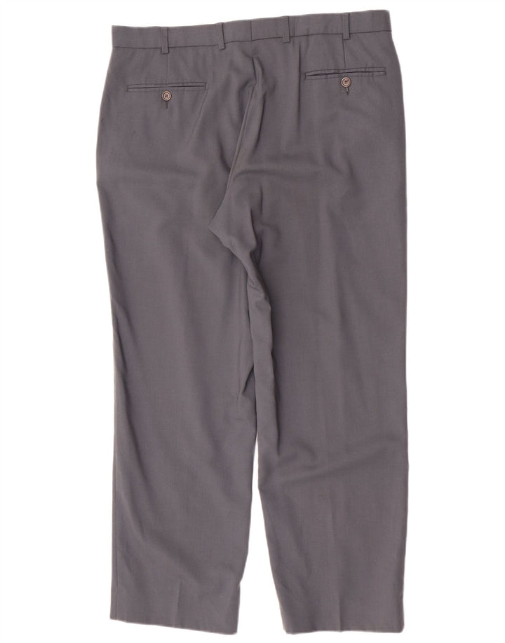 Calça masculina de terno reto Marks & Spencer W36 L29 cinza nova lã