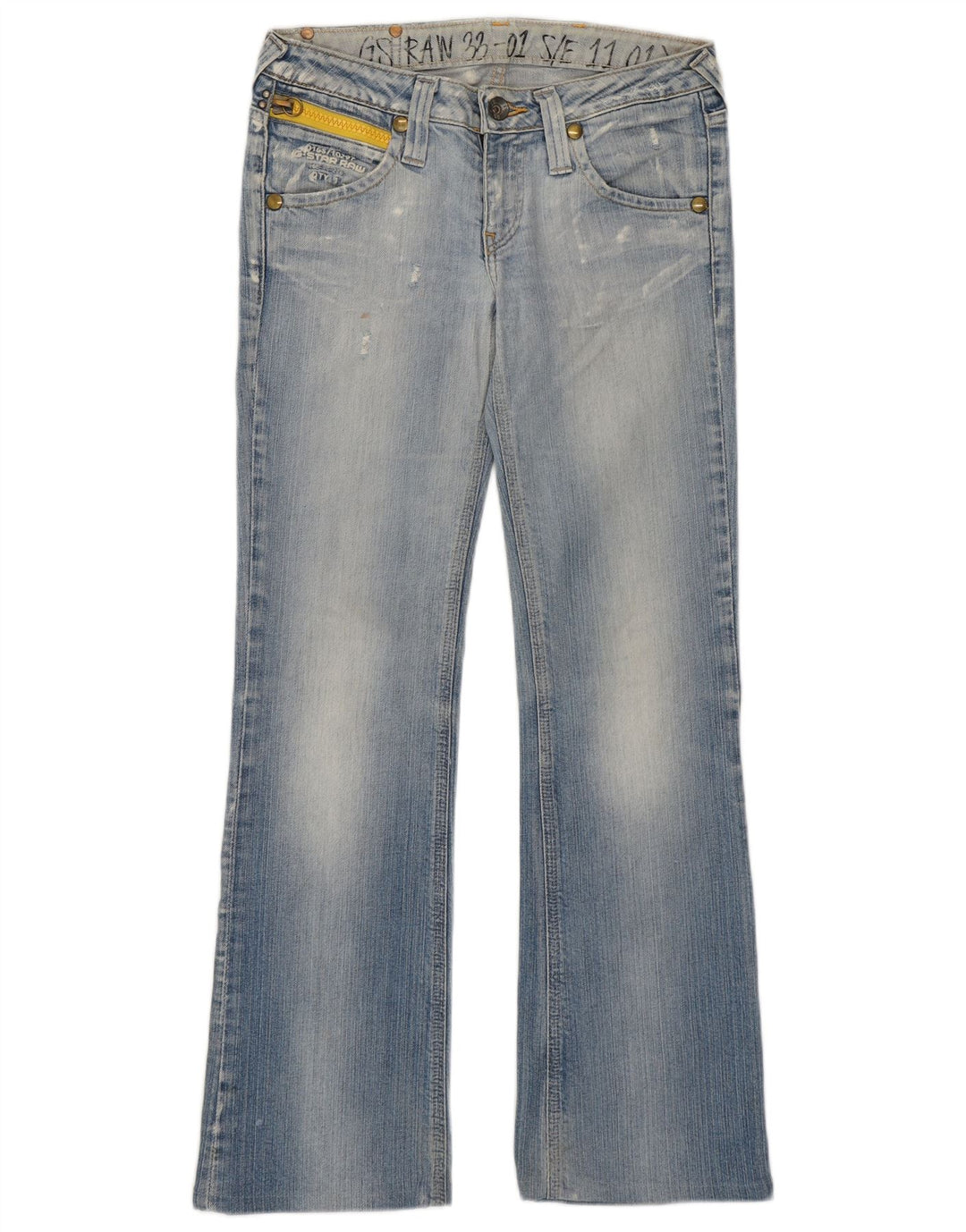 Jeans femininos G-STAR desgastados com bootcut W28 L28 azul
