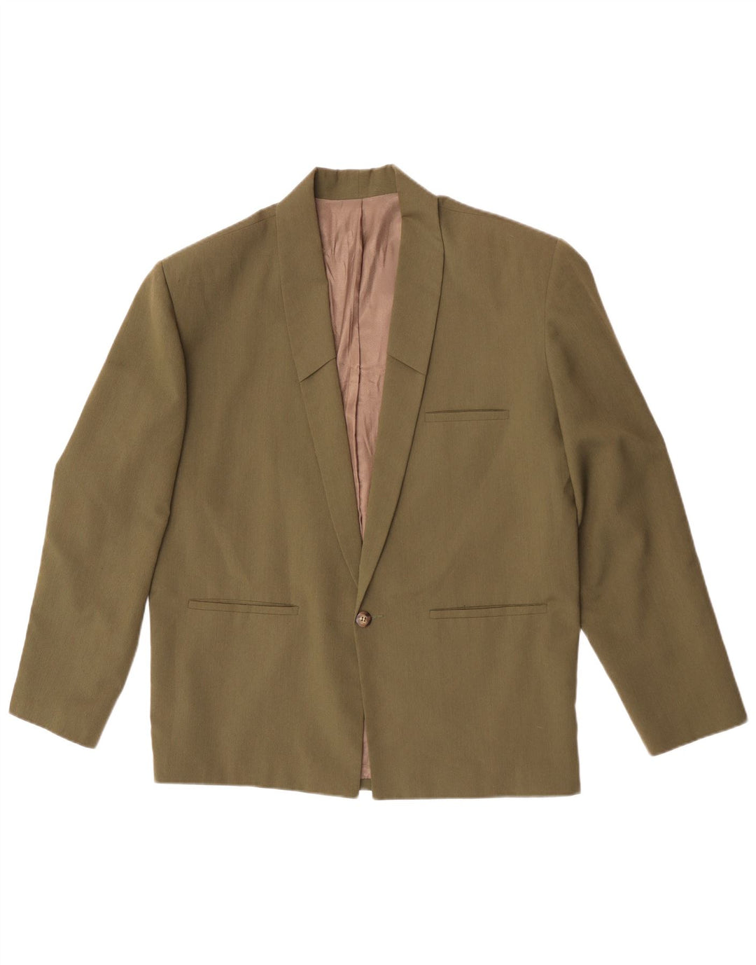 Jaqueta Blazer Masculina Vintage com 1 Botão Reino Unido 38 Poliéster Cáqui Médio