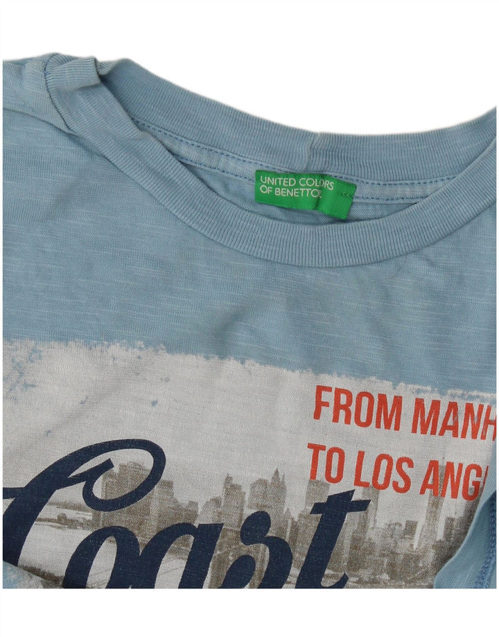 Camiseta feminina gráfica Benetton UK 14 azul médio