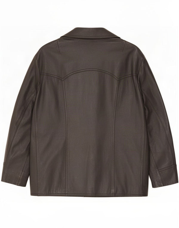 Jaqueta de couro masculina vintage UK 36 pequena preta