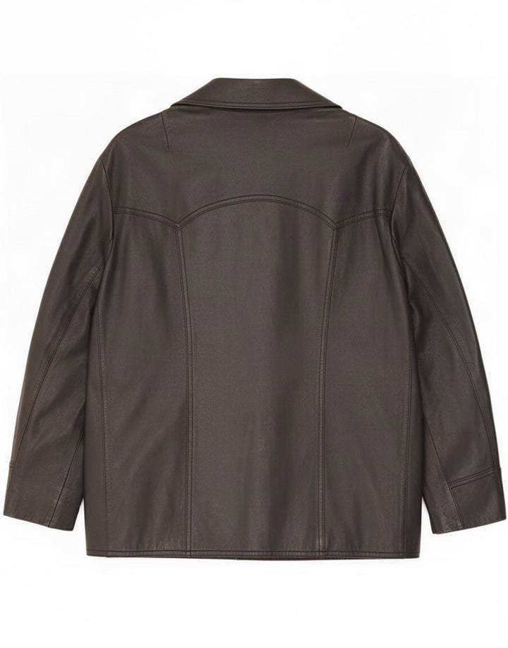 Jaqueta de couro masculina vintage UK 36 pequena preta