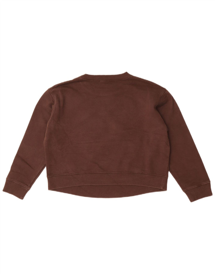 Moletom feminino Zara Crop Graphic Oversized Jumper Reino Unido 10 Pequeno Marrom