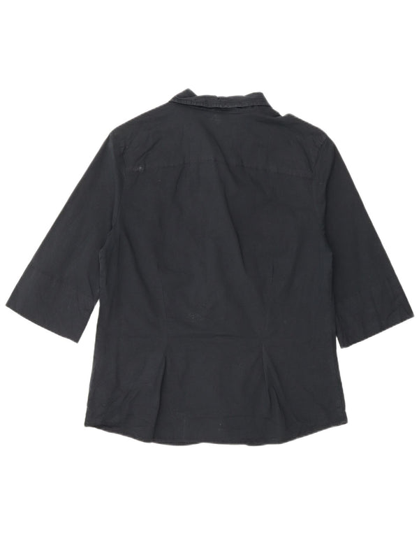 Camisa feminina de manga 3/4 Levi's UK 14 grande algodão preto