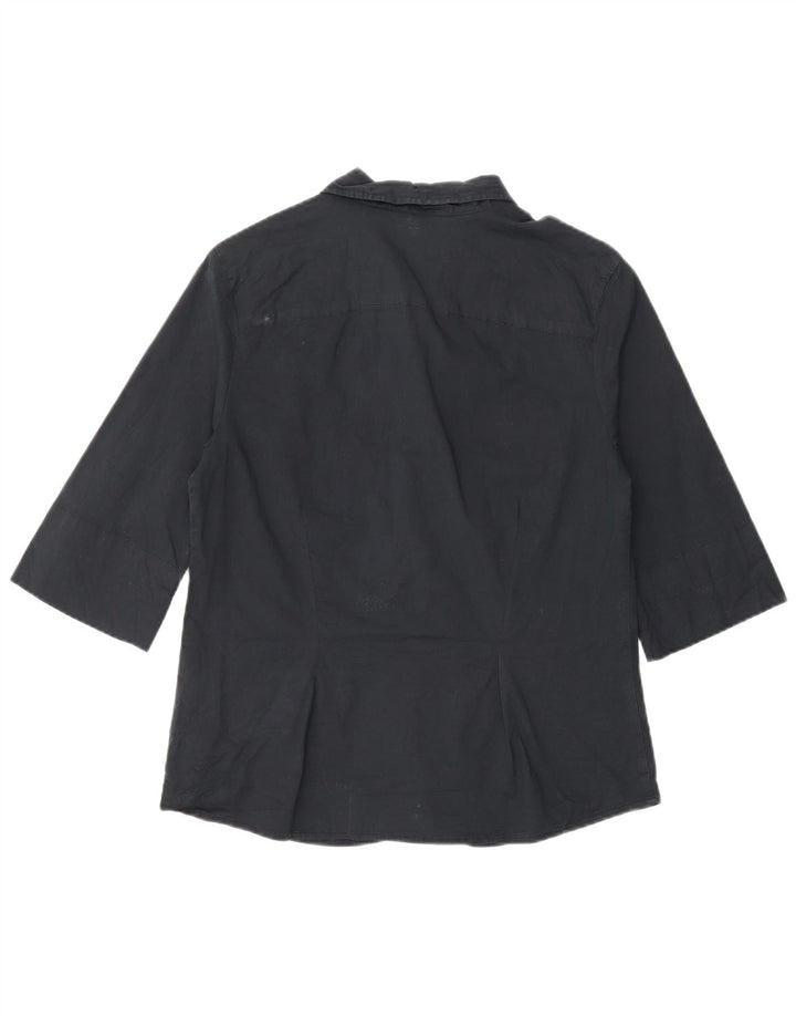 Camisa feminina de manga 3/4 Levi's UK 14 grande algodão preto