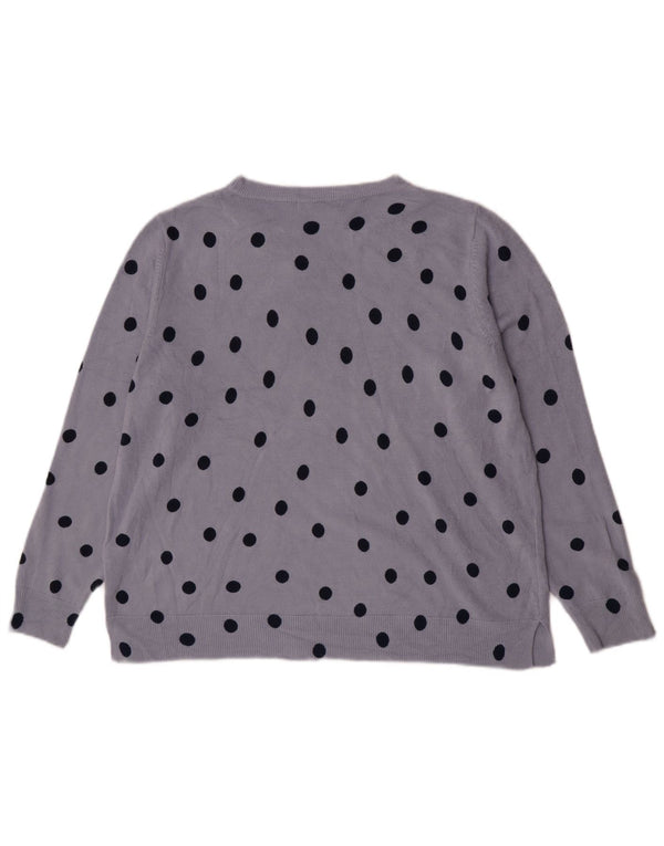 Suéter feminino Marks & Spencer com gola canoa Reino Unido 22 3XL bolinhas azuis