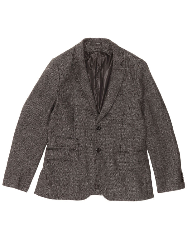 Jaqueta blazer masculina Zara com 2 botões UE 52 grande espinha de peixe cinza