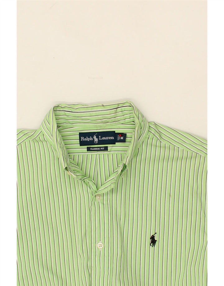 Camisa masculina de ajuste clássico RALPH LAUREN de algodão listrado verde médio