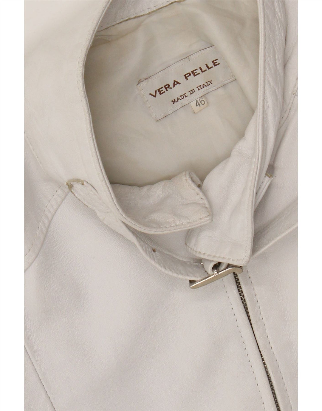 Jaqueta de couro vintage feminina IT 46 grande couro branco