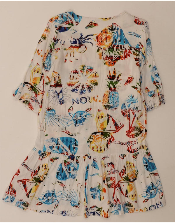 Vestido feminino Desigual com estampa A-Line Reino Unido 10 pequeno branco animal estampado viscose