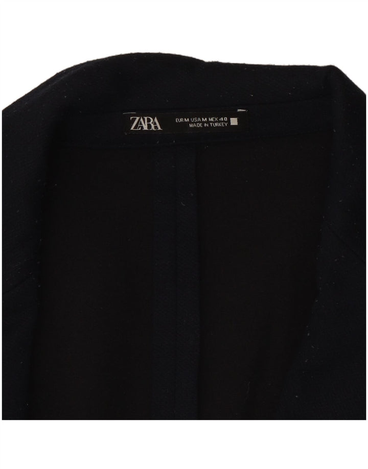 Jaqueta blazer masculina Zara com 2 botões Reino Unido 38 poliéster azul marinho médio
