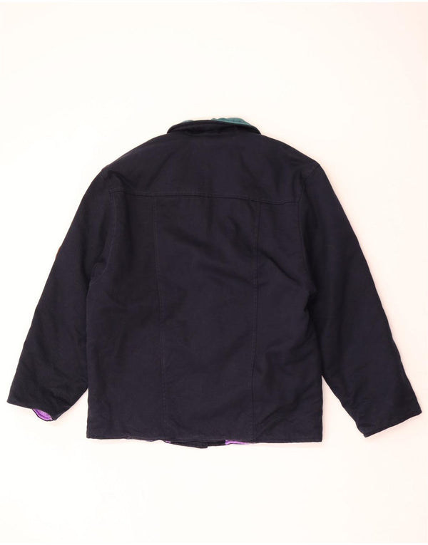 Jaqueta blazer feminina vintage com 2 botões IT 44 bloco colorido azul marinho médio