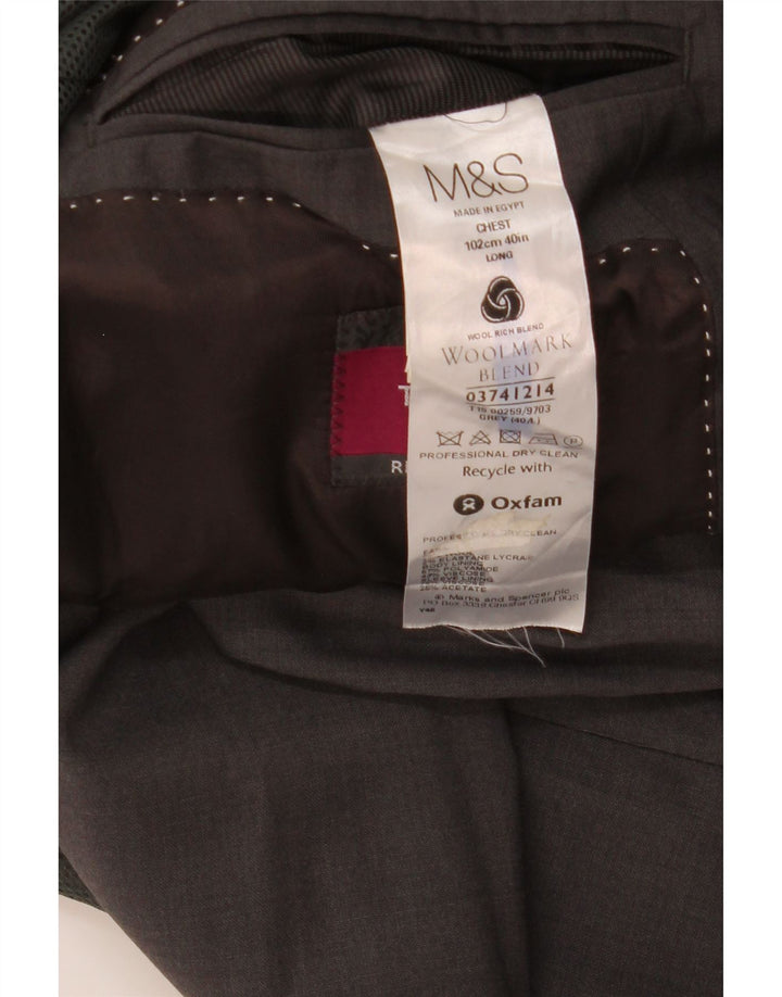 Jaqueta blazer masculina de 2 botões Marks & Spencer Reino Unido 40 lã cinza médio