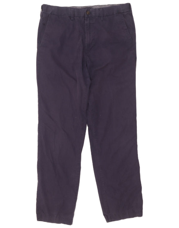 Calça chino reta masculina Marks & Spencer W36 L33 algodão azul marinho
