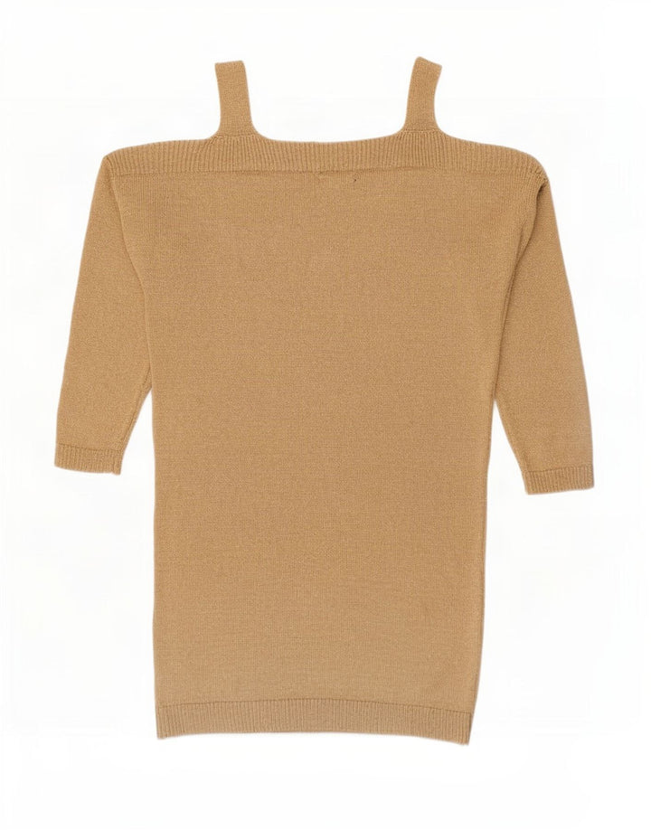 Vestido jumper feminino Massimo Dutti com ombro de fora Reino Unido 10 pequeno bege