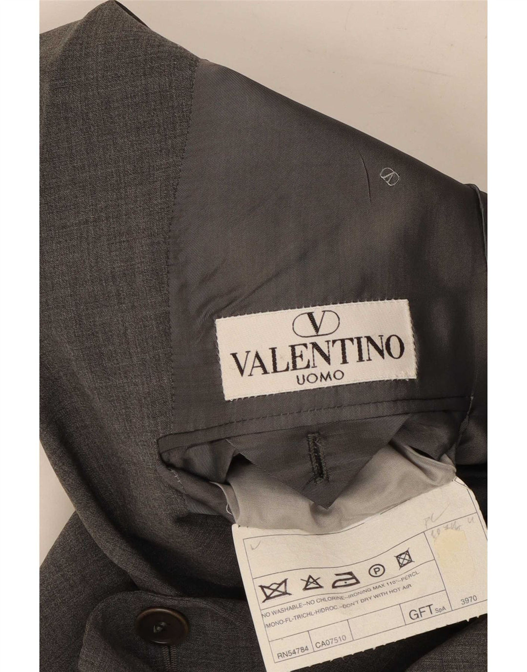 Valentino Masculino 3 Botões 2 Peças Terno IT 48 Médio W30 L31 Lã Cinza