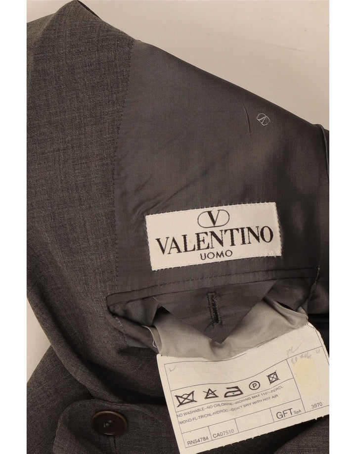 Valentino Masculino 3 Botões 2 Peças Terno IT 48 Médio W30 L31 Lã Cinza