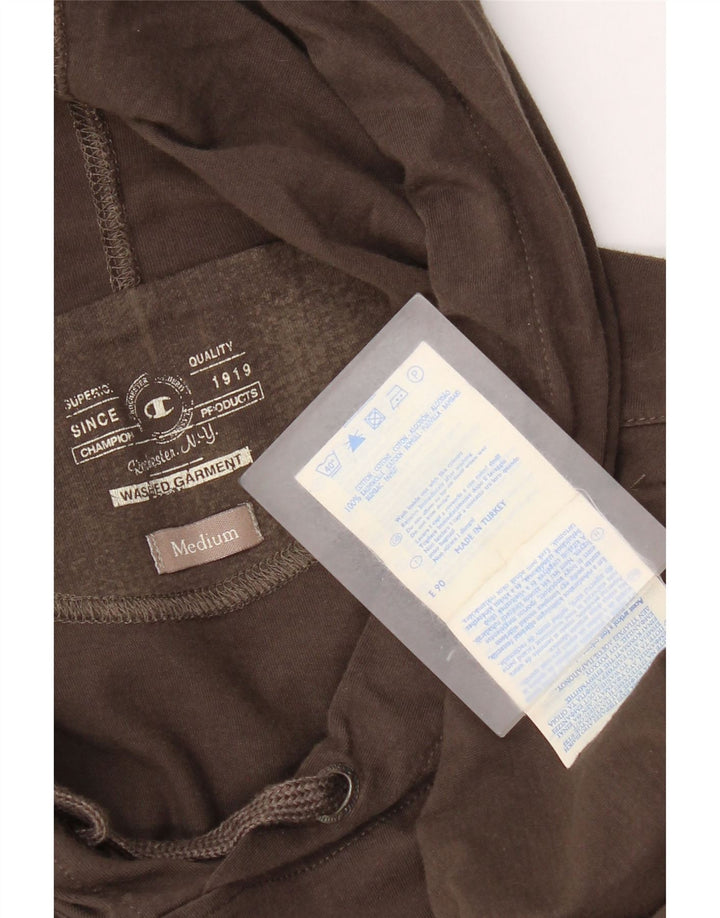 Top gráfico masculino com capuz e manga comprida de algodão marrom médio Champion