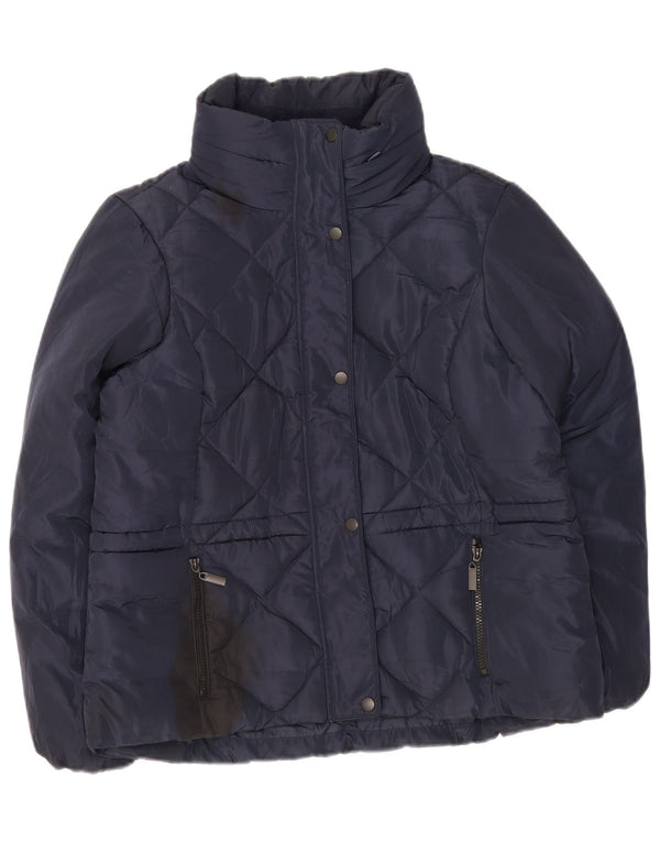 Jaqueta feminina acolchoada com capuz Marks & Spencer Reino Unido 16 grande azul marinho