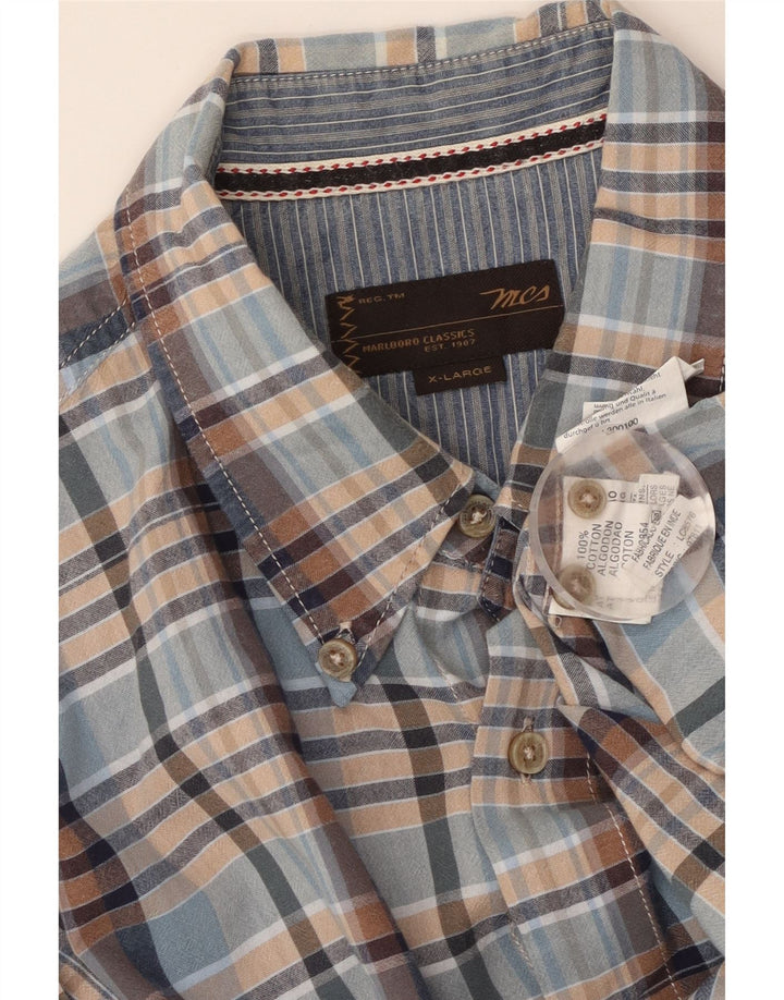 Camisa masculina de manga curta MARLBORO CLASSICS XL azul xadrez algodão
