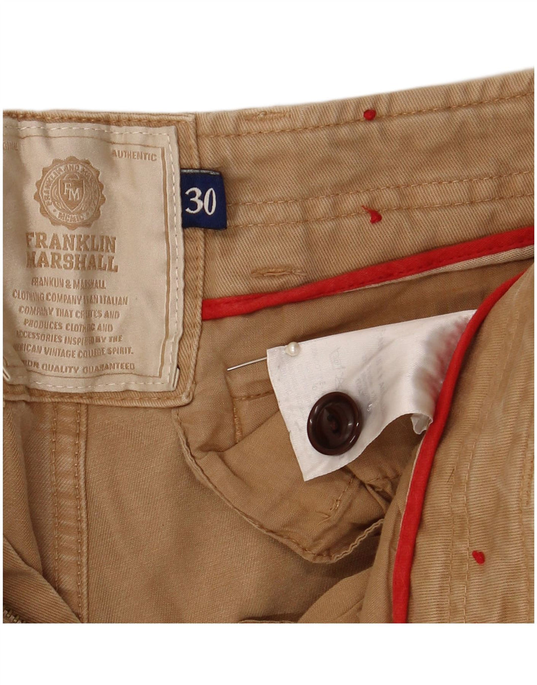 Calça cargo reta masculina Franklin Marshall W30 L32 algodão bege