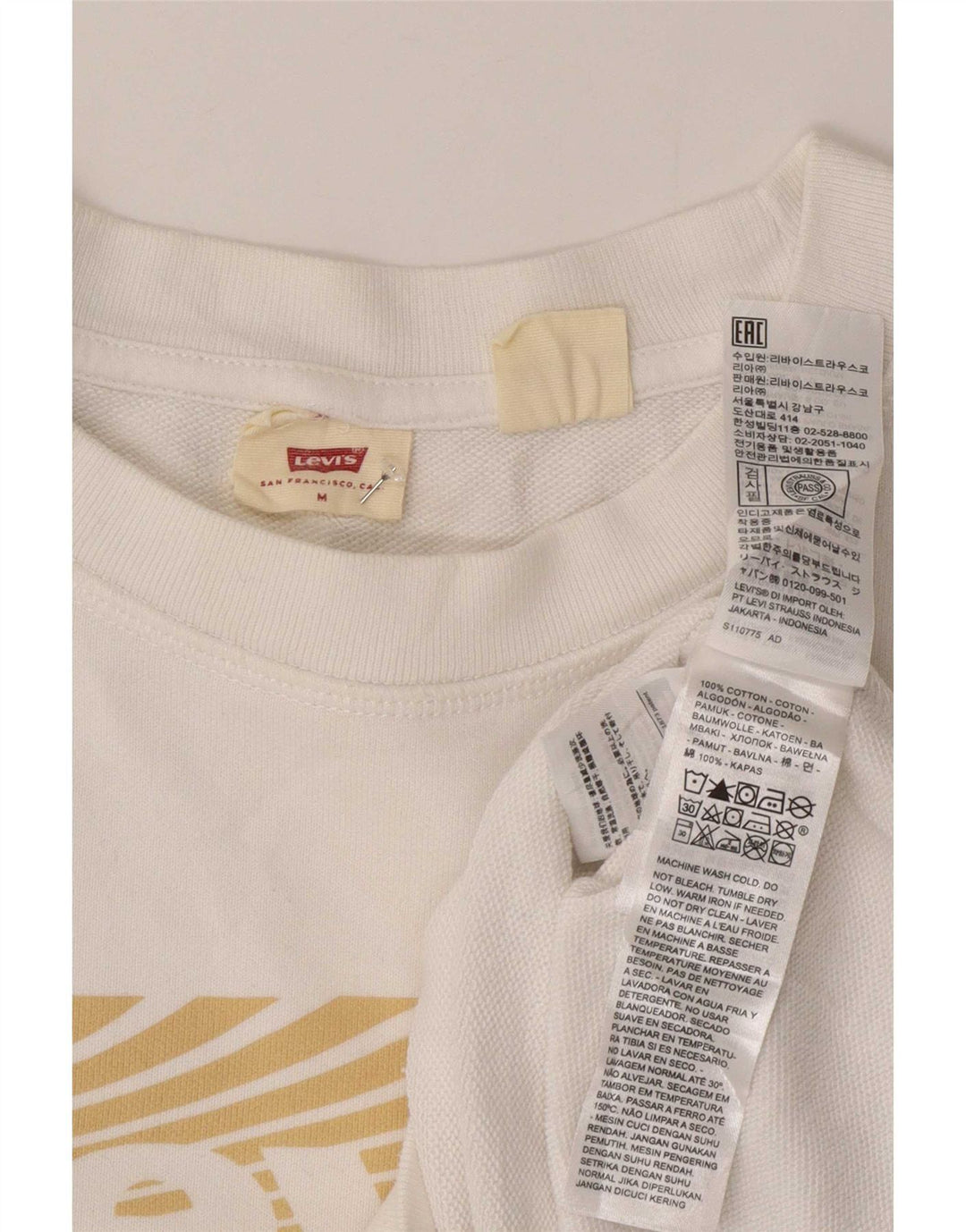 Moletom feminino Levi's com estampa oversized, Reino Unido 14, médio, algodão branco