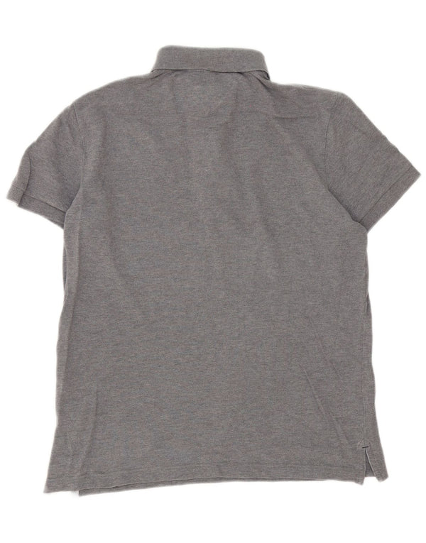 Camisa polo masculina Tommy Hilfiger Custom Fit pequena de algodão cinza
