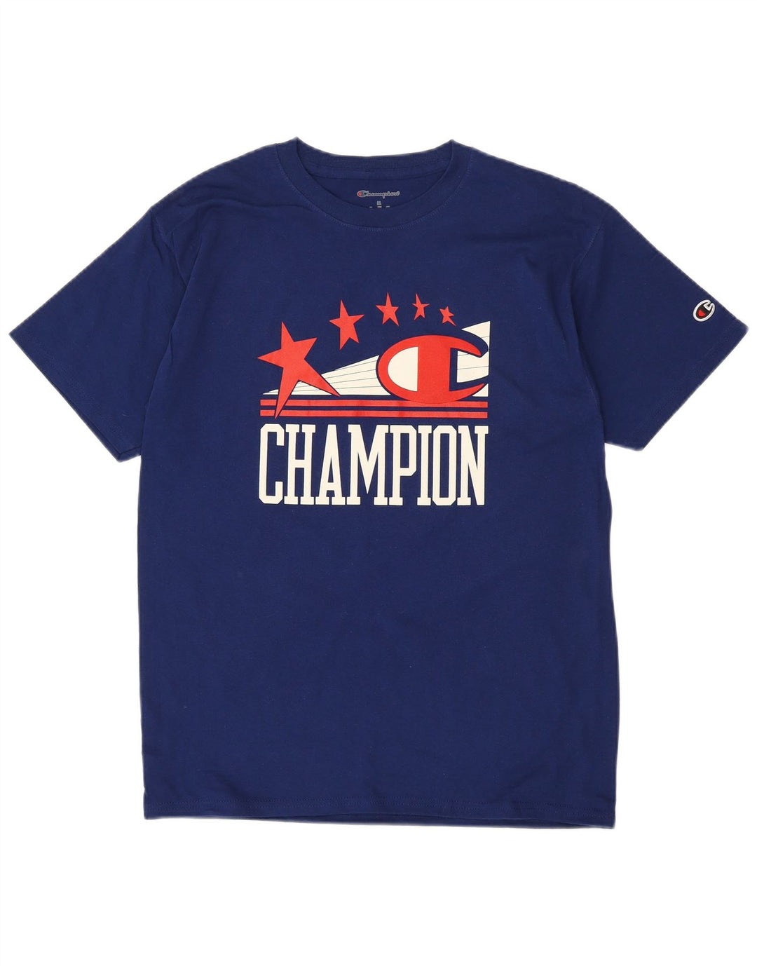 Camiseta gráfica masculina CHAMPION Top médio algodão azul marinho