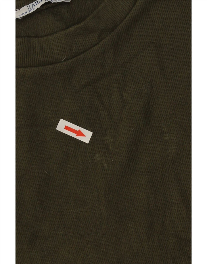 Zara Womens Crop Top Manga Longa Reino Unido 10 Pequeno Verde